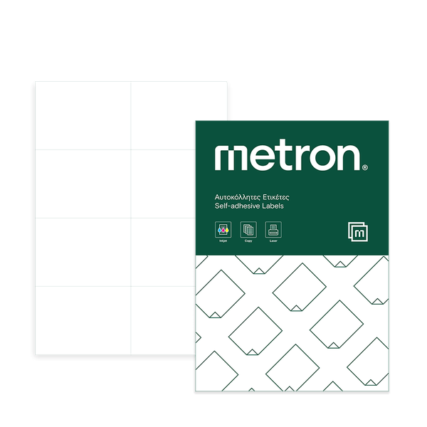 METRON ΕΤΙΚΕΤΕΣ ΑΥΤΟΚΟΛΛΗΤΕΣ Α4 ΓΙΑ ΕΚΤΥΠΩΤΗ 2x4 ΤΕΜΑΧΙΑ ΑΝΑ ΦΥΛΛΟ 105x74mm 100 ΦΥΛΛΑ METRON ΕΤΙΚΕΤΕΣ ΑΥΤΟΚΟΛΛΗΤΕΣ Α4 ΓΙΑ ΕΚΤΥΠΩΤΗ 2x4 ΤΕΜΑΧΙΑ ΑΝΑ ΦΥΛΛΟ 105x74mm 100 ΦΥΛΛΑ
