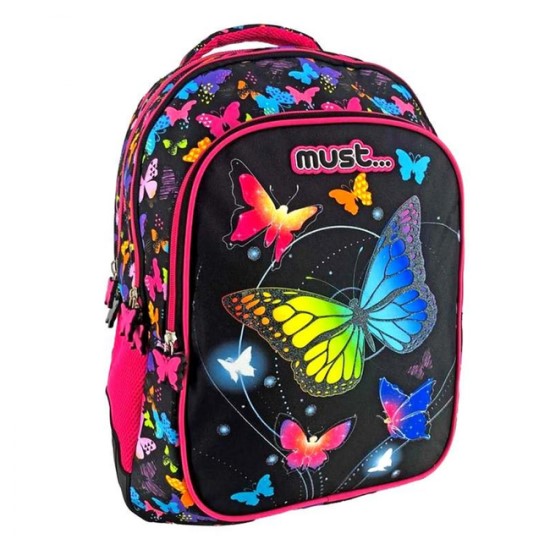 5205698657146 Σακίδιο πλάτης MUST Δημοτικού 3 θηκές Butterflies 585543 - Image 1